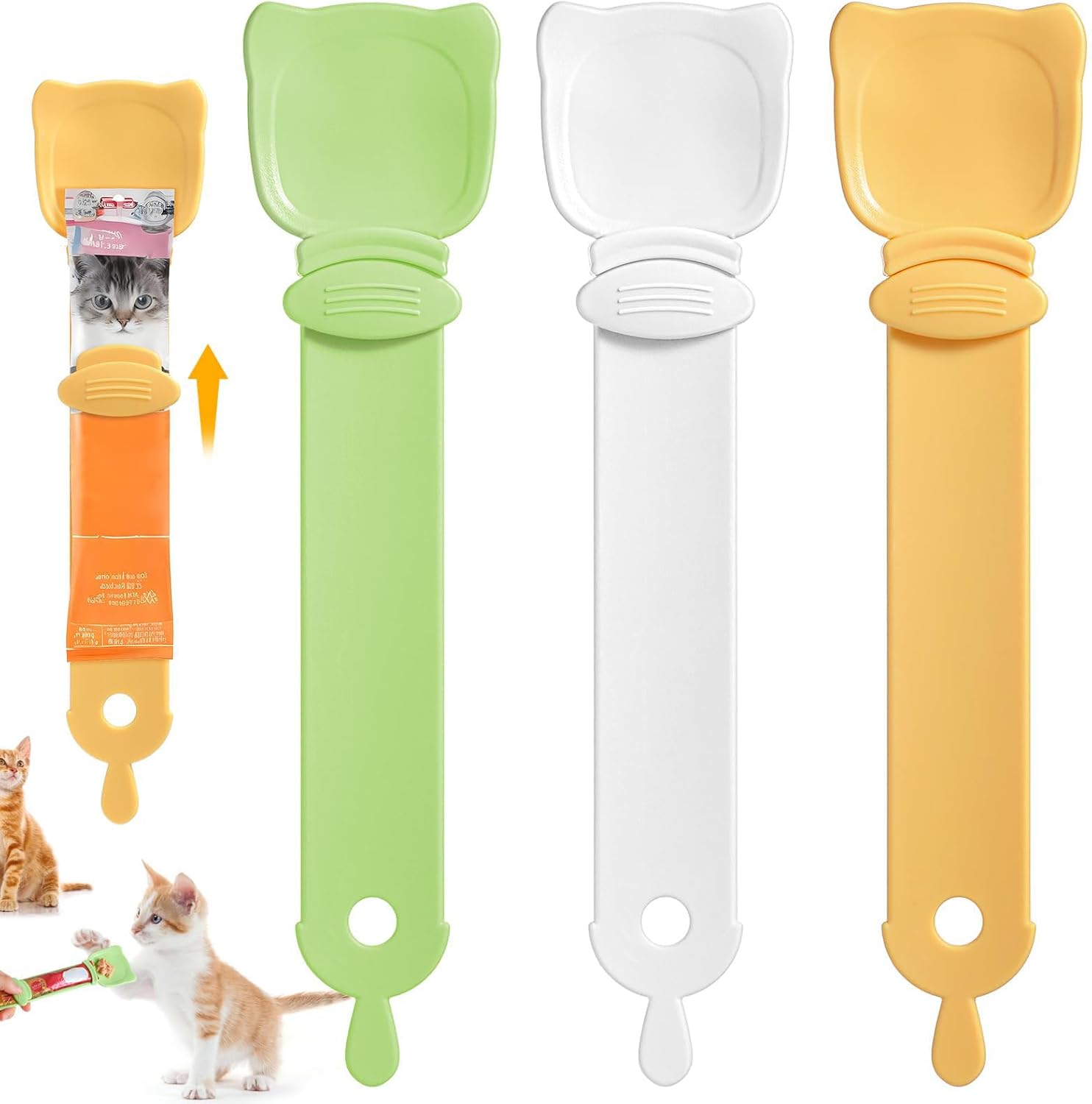 3-Pcs Cat Treat Squeeze Spoon Dispenser – Multifunctional Cat Food Feeder, Liquid Snack & Sliding Dispense