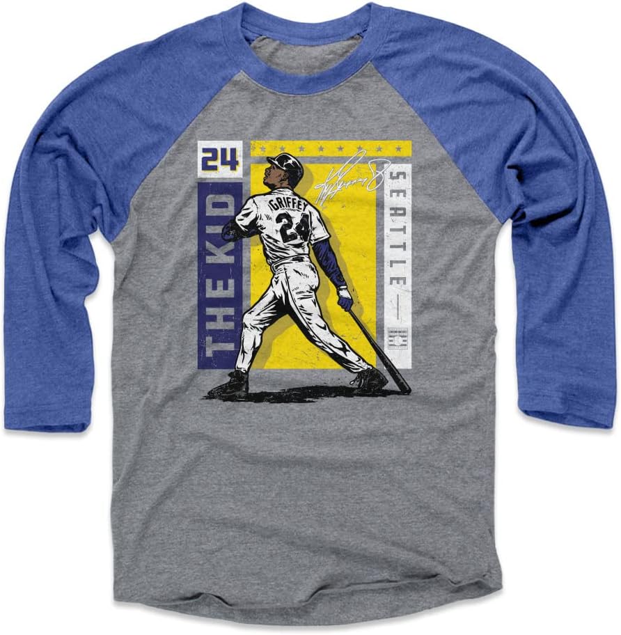 500 LEVEL Ken Griffey Jr. 3/4 Sleeve Raglan T-Shirt - Ken Griffey Jr. Seattle Card Stat