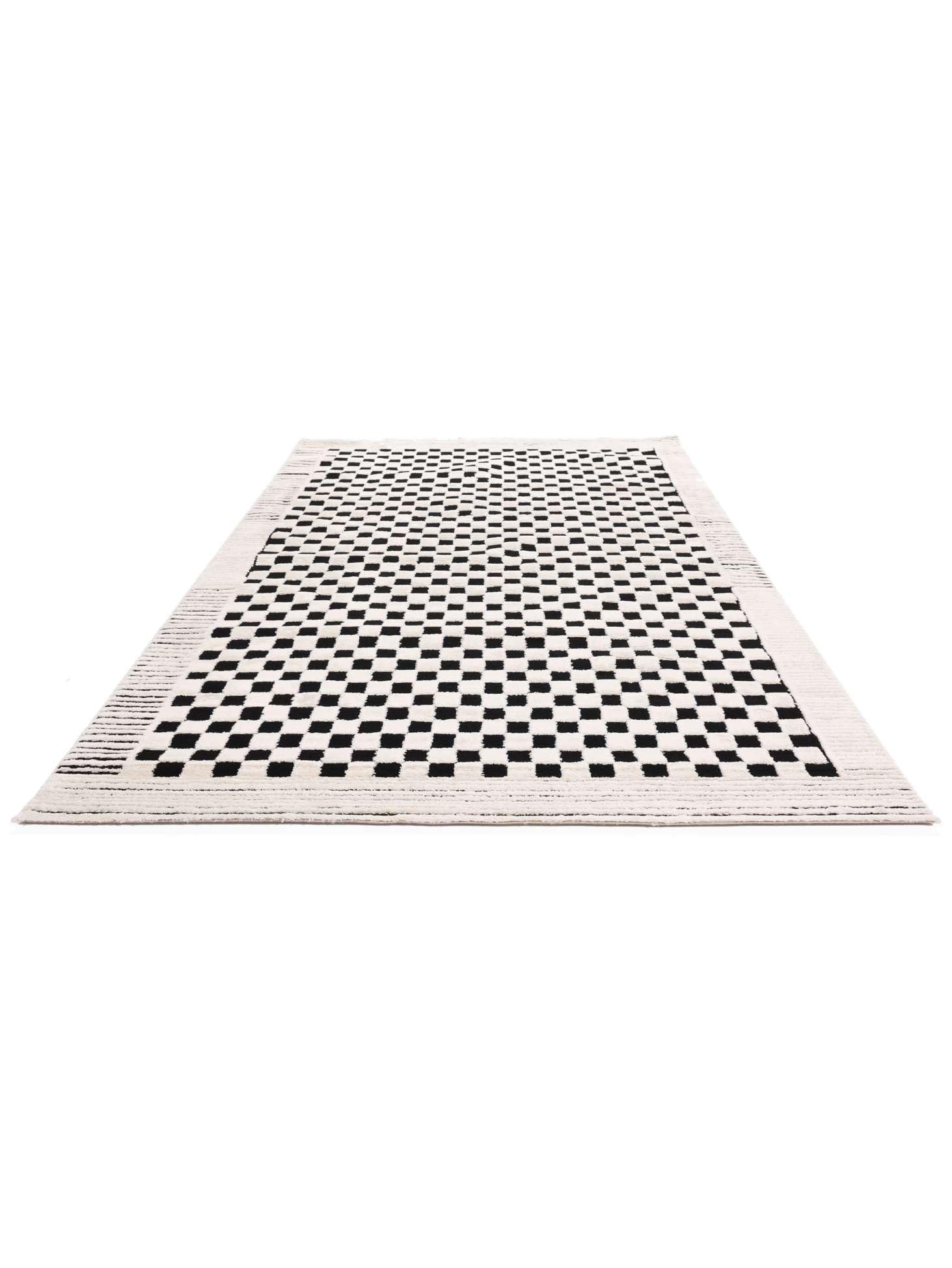 RugVista Gambit, Dywan, Nowoczesne, 140 x 200 cm, Prostokąt, Wysoki, Czyścić wyłącznie chemicznie, oeko_tex_100, Kremowa biel/Czarny