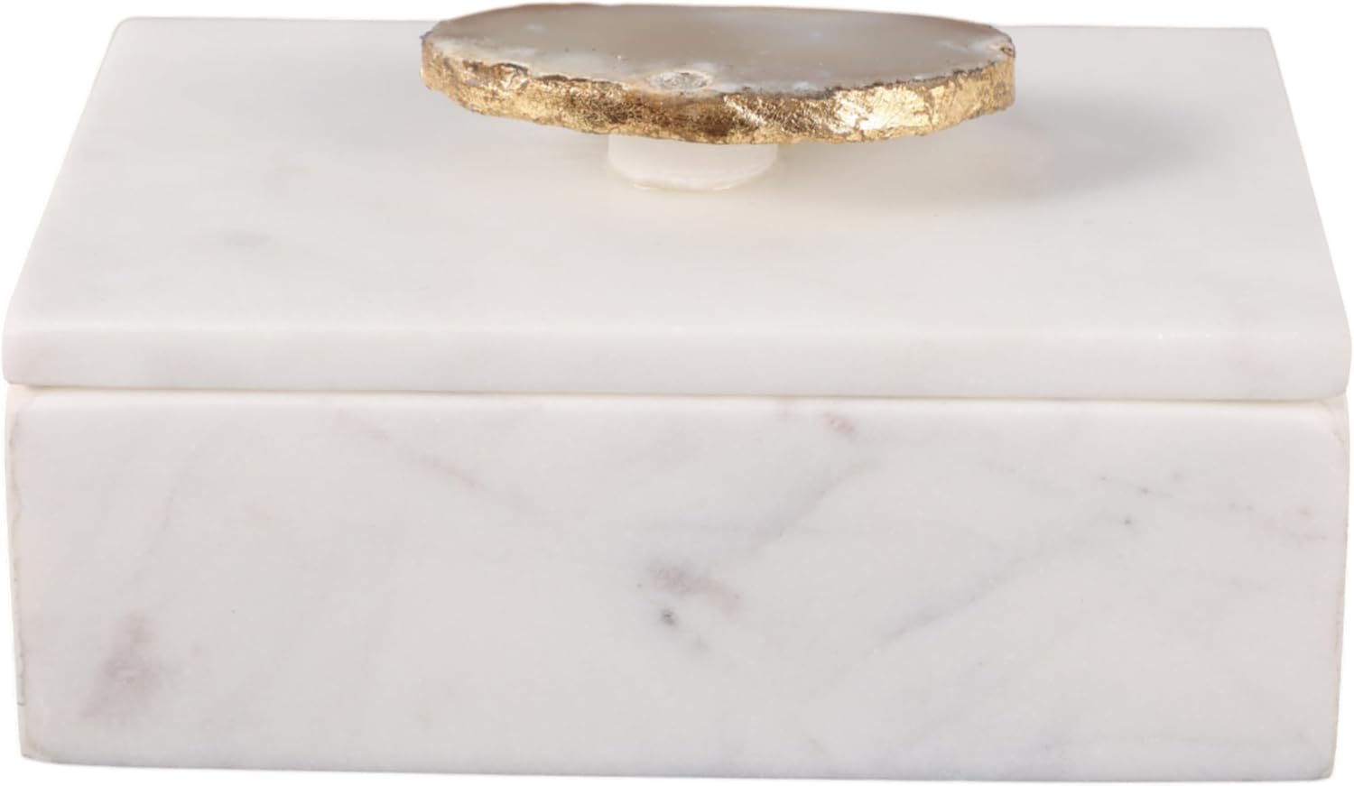 Marble Decorative Box for Home Decor – Jewelry Box with Lid and Gold Accent for Keepsakes – Ideal Home Organizer and Storage Box for Living Room, Bedroom, & Office Decor – 3" White & Gold