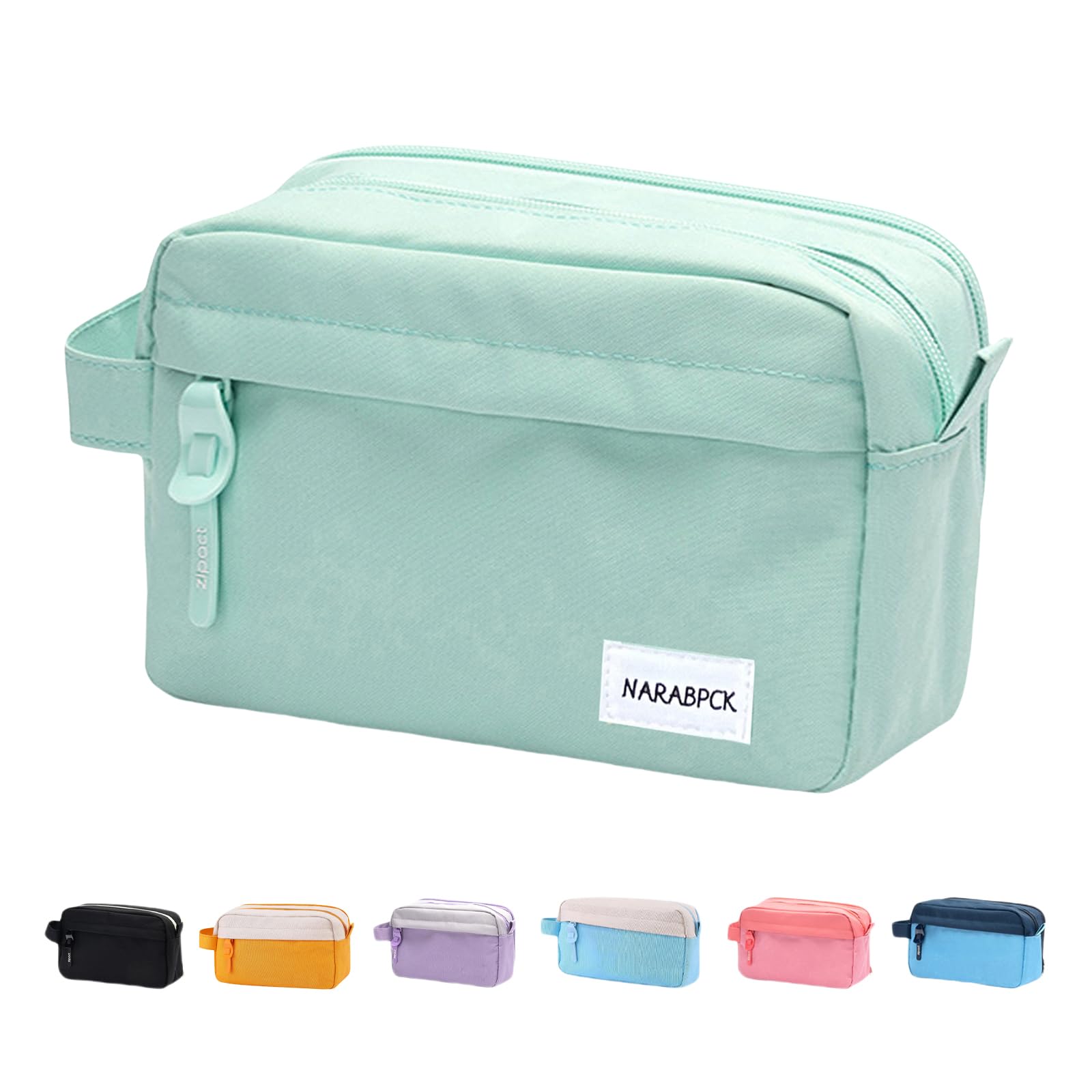 Large Capacity Pencil Case with 3 Compartments, Portable Big Pencil Pouch with Durable Zipper, Extra Big Pencil Bag for Easy Carrying (Mint Green)