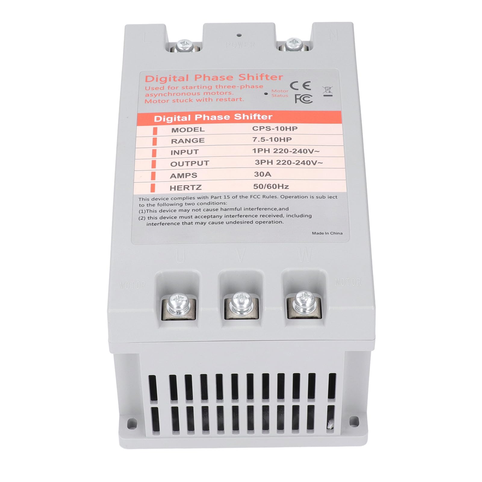 Garosa Convertisseur monophasé à 3 Phases, Déphaseur Numérique 7,5 KW 30 A pour Usage Commercial Résidentiel, Matériau ABS, Conversion de Puissance économe en énergie pour Moteurs, Machines à Bois,