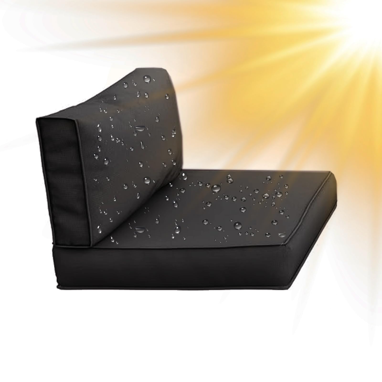 SYLC Water Repellent Patio Cushion Covers UV Resistant Garden Rattan Cushion Covers with Zipper Outdoor Couch Cushion Slipcovers for L Shape/Corner (1 pc 65×33×10 cm,Black)
