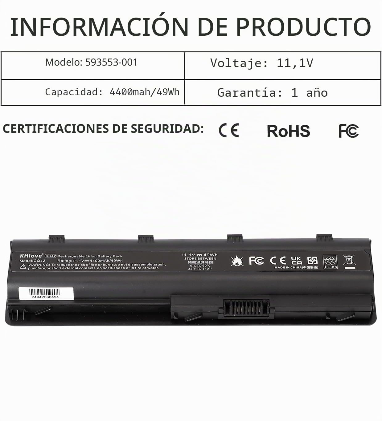 MU06 CQ42 593553-001 Laptop Batería para HP G62 Pavilion G6 G7 MU09 593554-001 593562-001 636631-001 HSTNN-LB0W HSTNN-UB0W HSTNN-Q62C CQ32 CQ43 CQ56 CQ62 CQ72 CQ57 G32 G42 HSTNN-DB0W LB0Y LB0X