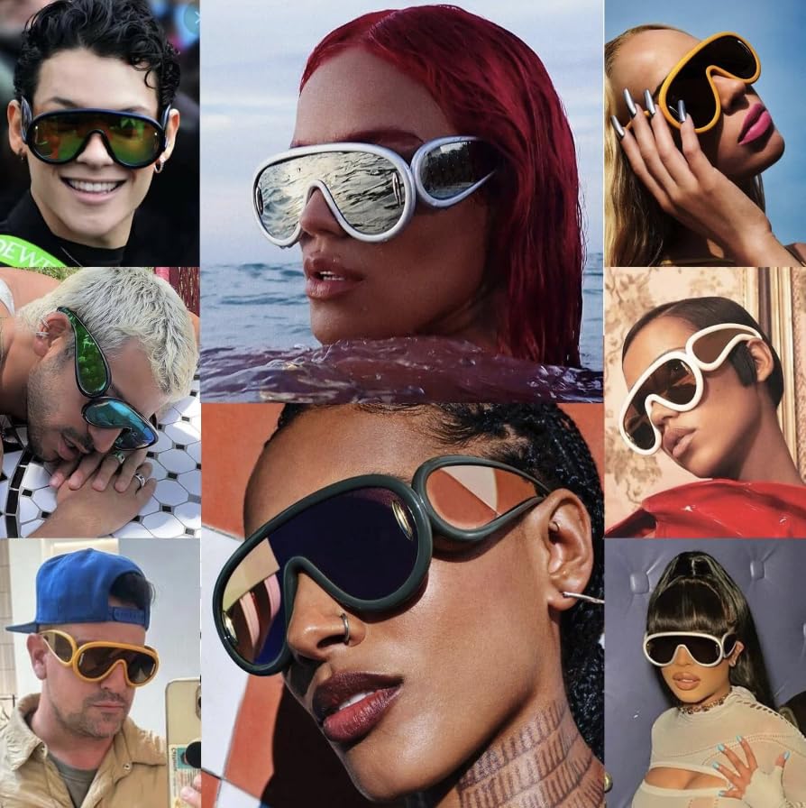Trendy Ibiza Mask Sunglasses for Women and Men | Black Frames With Mirrors on the Lenses and Sides | Sun Glasses UV Protection - Black2