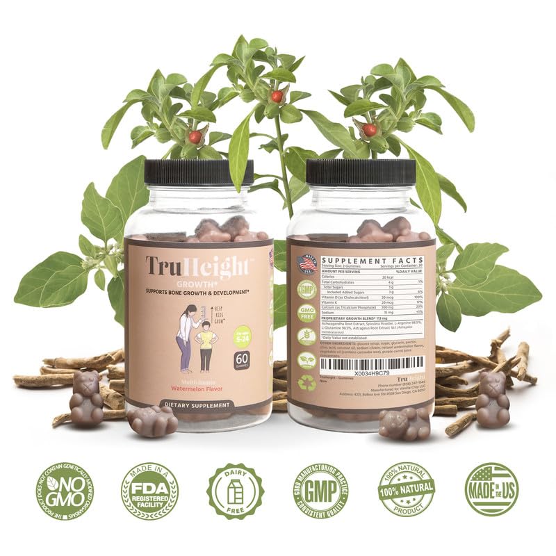 TruHeight Gummies - Natural Height Growth for Kids & Teens - Pediatric Recommended Height Maximizer with Ashwaganda & Calcium - Peak Height Increase Vitamins, Height Booster Supplement for Ages 5+ - Image 3