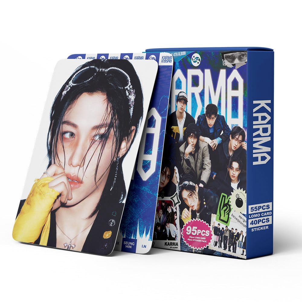 Tuyines Blue Stray Kids Photocards, 55Pcs Stray Kids Lomo Cards, 40Pcs Skz Stickers, Skz Photocards, Must-Have For Fans