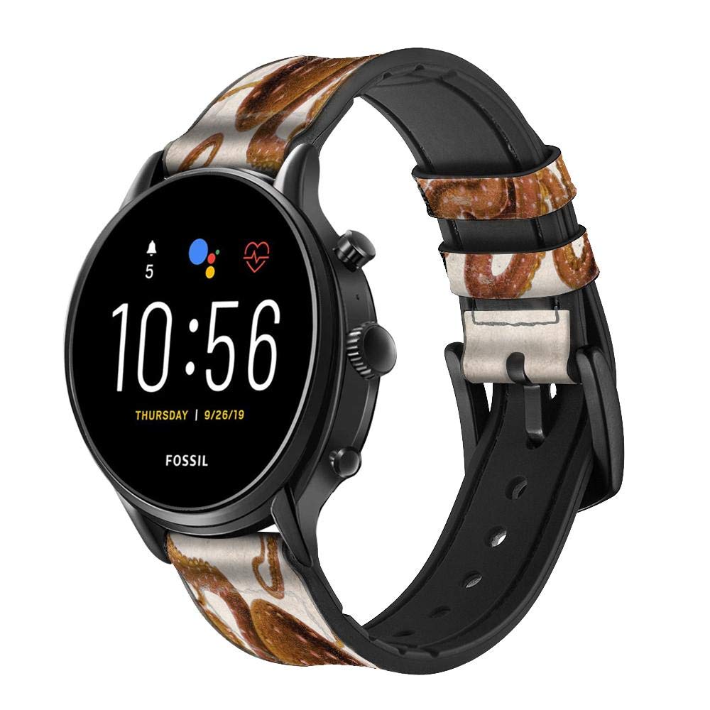 Vintage Octopus Cinturino in Pelle Smartwatch per Fossil Hybrid Smartwatch Nate, Hybrid HR Latitude, Hybrid Smartwatch Machine Taglia (24mm)