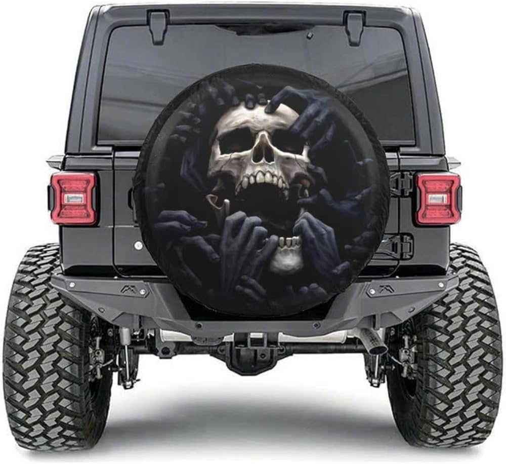 Graphic PVC Leather Spare Tire Cover - Heavy Duty Waterproof UV Wheel Protector for Jeep Wrangler, Bronco, RV, Trailer, SUV & Truck - Non-Scratch Backing, Universal Fit for 14-19 Inch Rims