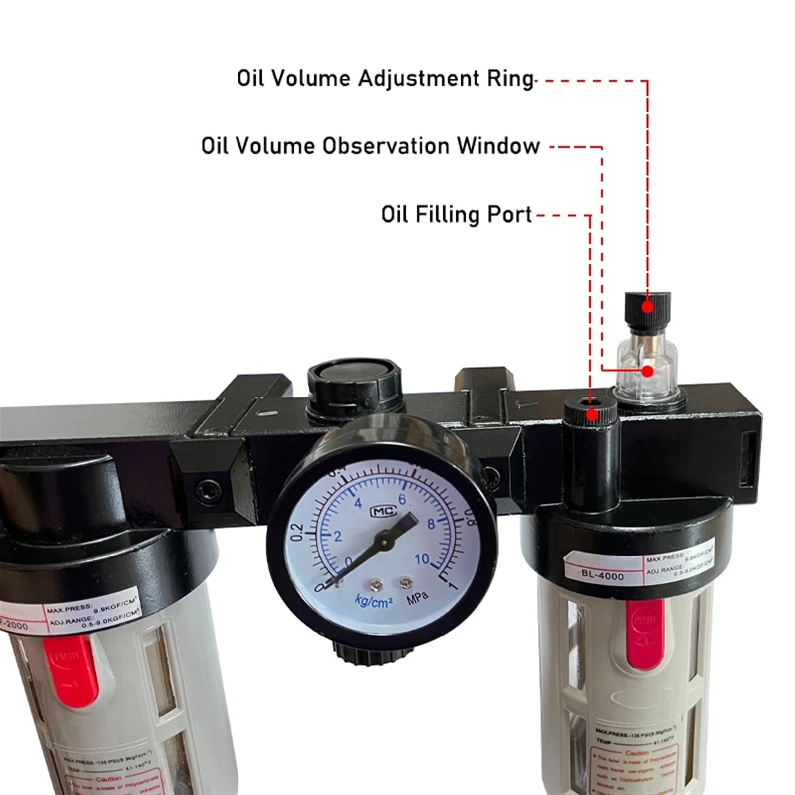Separatore d'acqua for compressore d'aria Drenaggio manuale Elemento filtrante in fibra Filtro pneumatico tripletta for compressore d'aria BC2000/3000