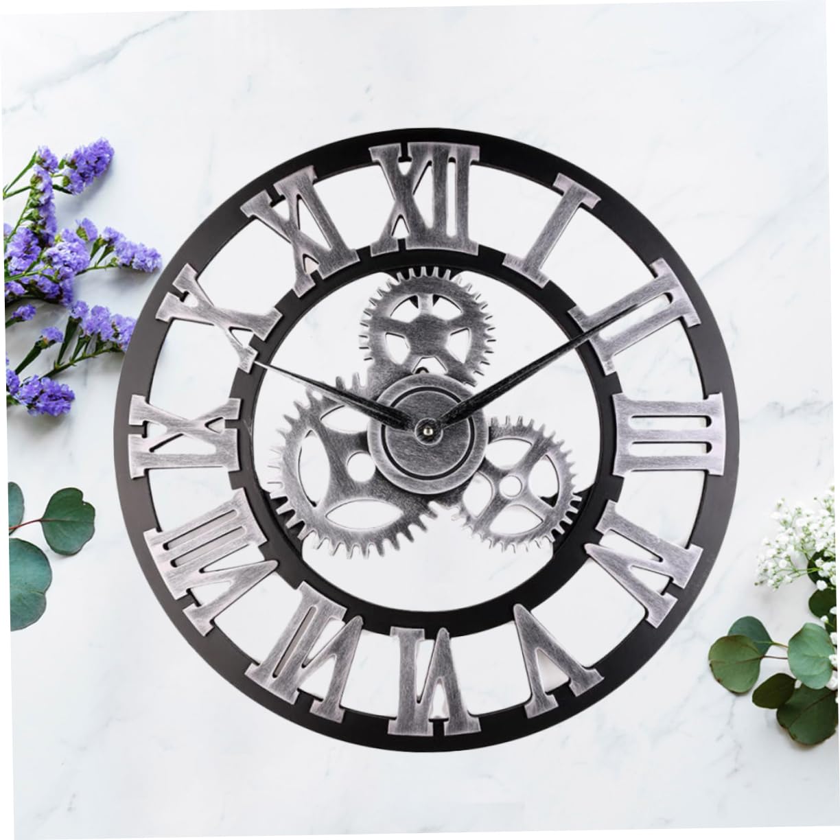 Ciieeo Reloj de Pared Decorativo de Estilo Industrial Retro Batería para Salas de Estar Cocinas Oficinas Diseño de Engranajes para Decoración de Pared