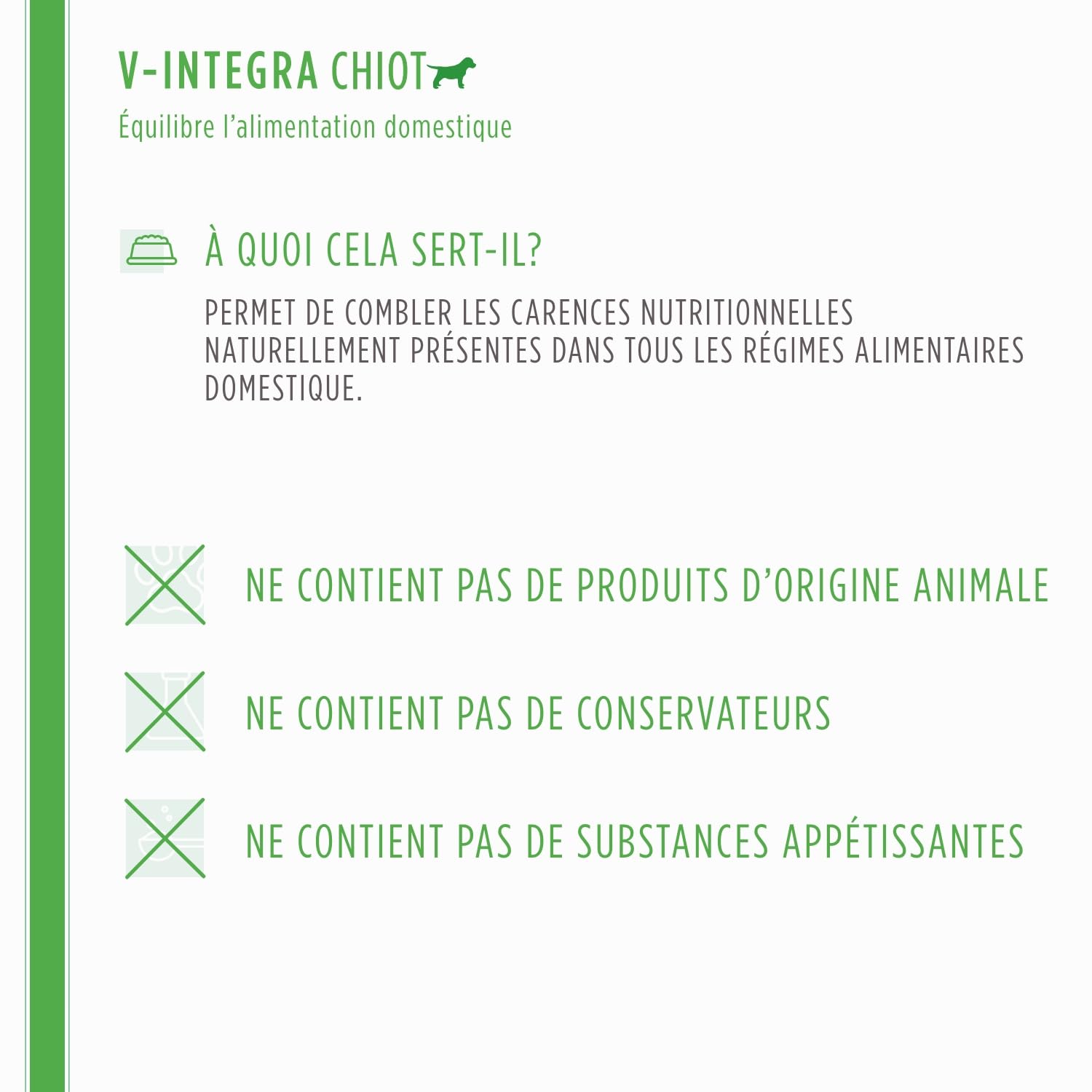 V-INTEGRA Chiot - Supplément Complet Riche en vitamines et minéraux pour la Ration ménagère et Barf des Chiots - 500 g - Produit en Italie