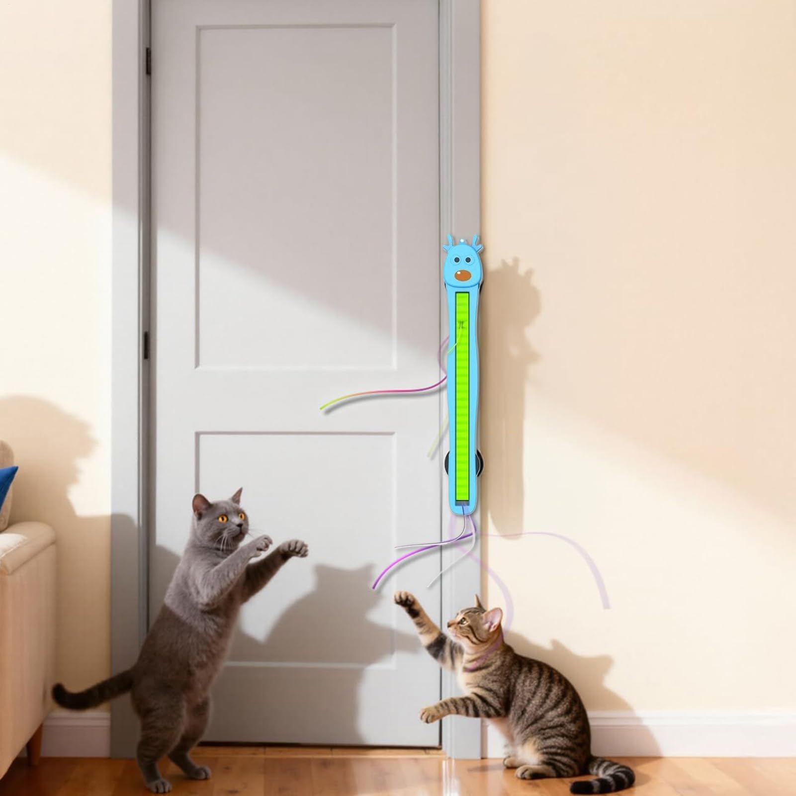 Giocattolo per gatti con corda volante con movimento automatico, giocattoli elettronici per gatti, corda volante da parete, ricaricabile intelligente a 360°, movimento flessibile a 360°