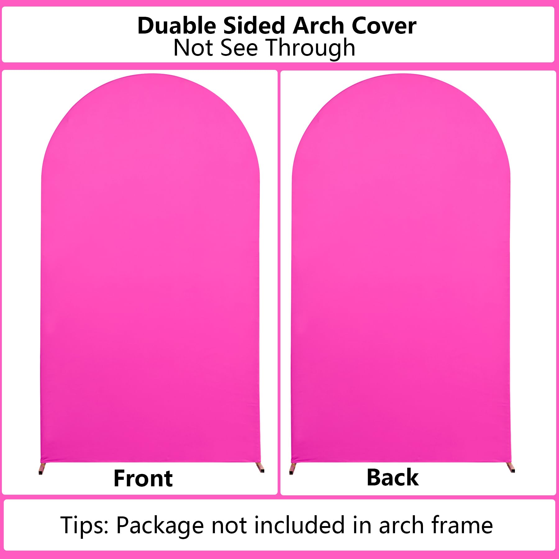 Lot de 3 Housses de Fond pour Arche de 2 m, 2 Couches, 2 Couches, Extensibles, Rose Vif, en élasthanne, pour Arche Chiara Ronde, pour fête d'anniversaire Barbie