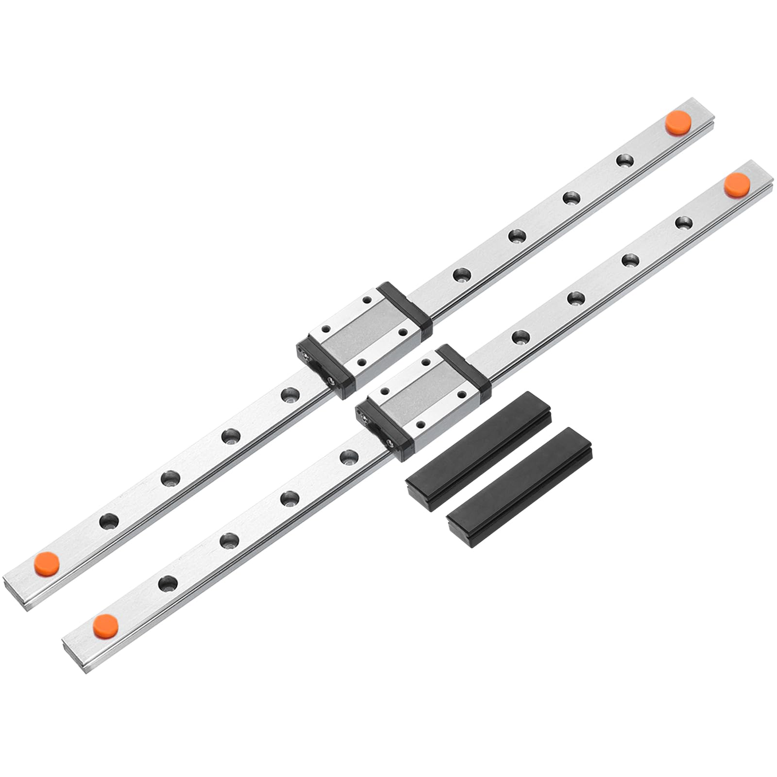 QUARKZMAN 2 Pezzi MGN12 300mm Guide Lineari Con 2 Pezzi MGN12H Blocco Carrello Scorrevole Cuscinetto Acciaio E 2 Pezzi Mini Guide Lineari MGN12 In Plastica Per Stampanti 3D, Nero