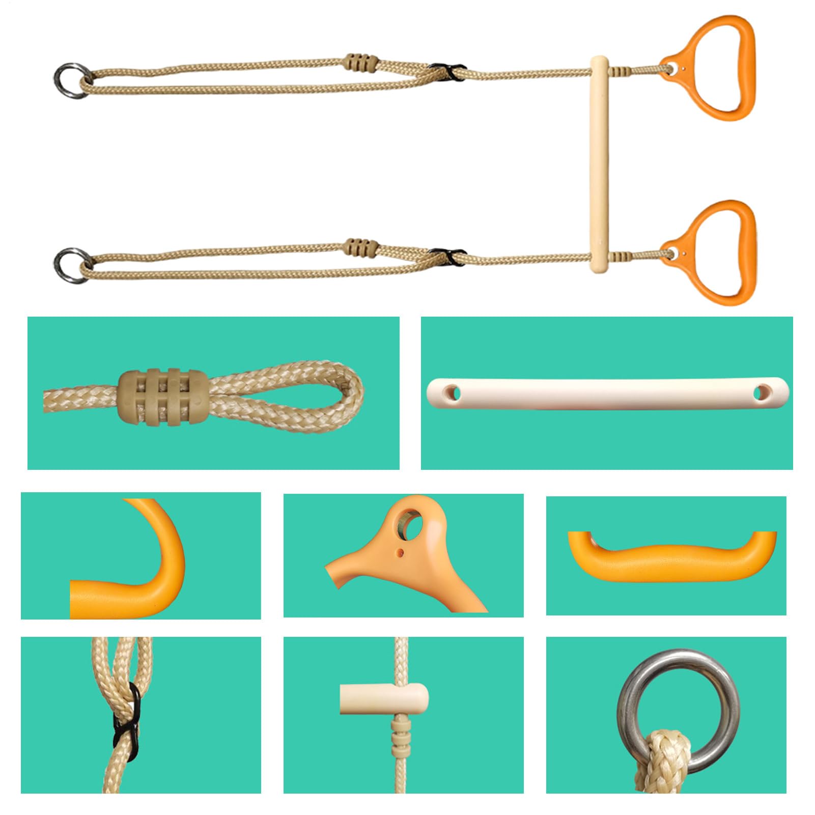 Trapeze Bar | Juguetes Al Aire Libre para Niños | Barra De Trapecio con Anillos | Accesorio De Marco De Escalada Equipo De Fitness para Adultos, Niños, Uso Interior Y Exterior