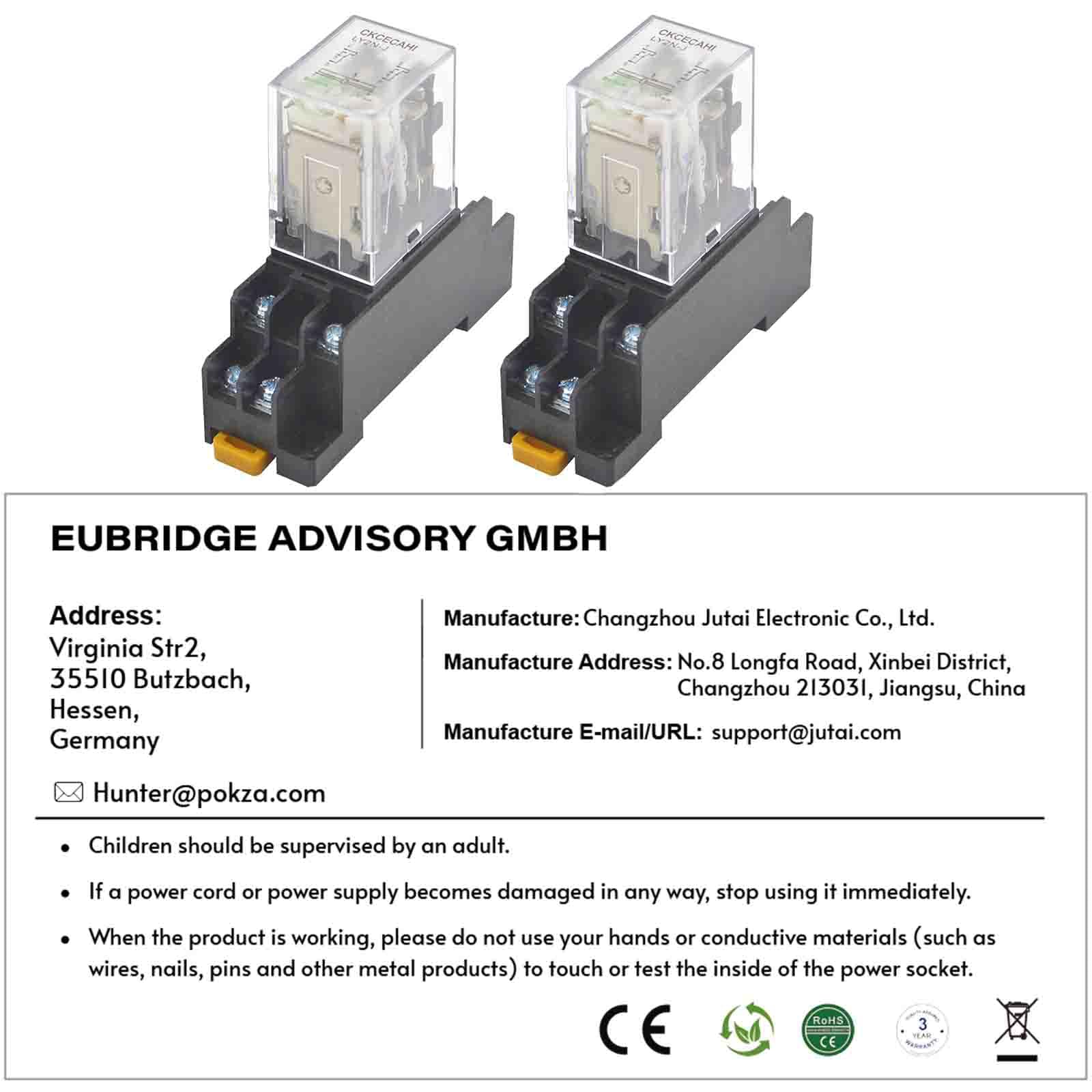 2 pezzi Relè a bobina 12V DC di alta qualità e affidabile LY2NJ DPDT 8 pin HH62P JQX-13F con base di presa [C0A1]