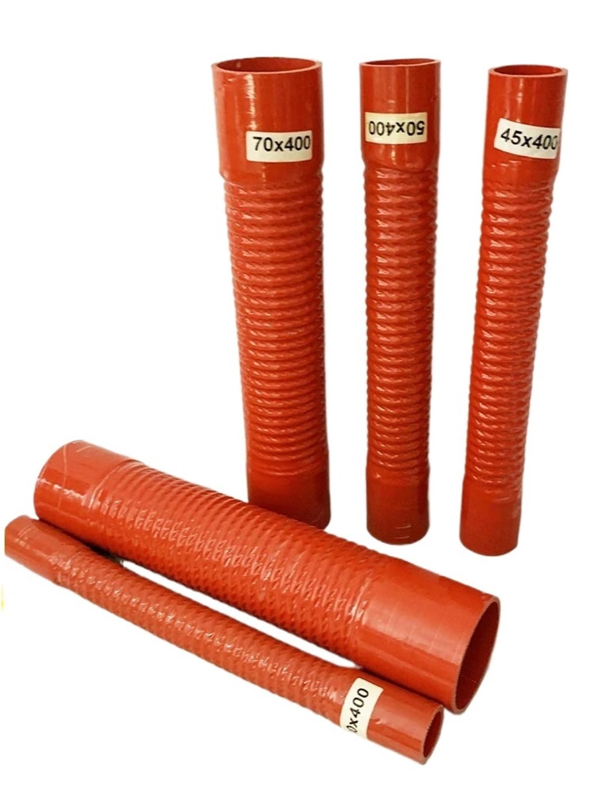 Manguera de Silicona de Vacío Manguera flexible de silicona roja y 2 abrazaderas, diámetro interior 30-1000 mm, longitud 400, tubo admisión aire(Red ID100X400MM)