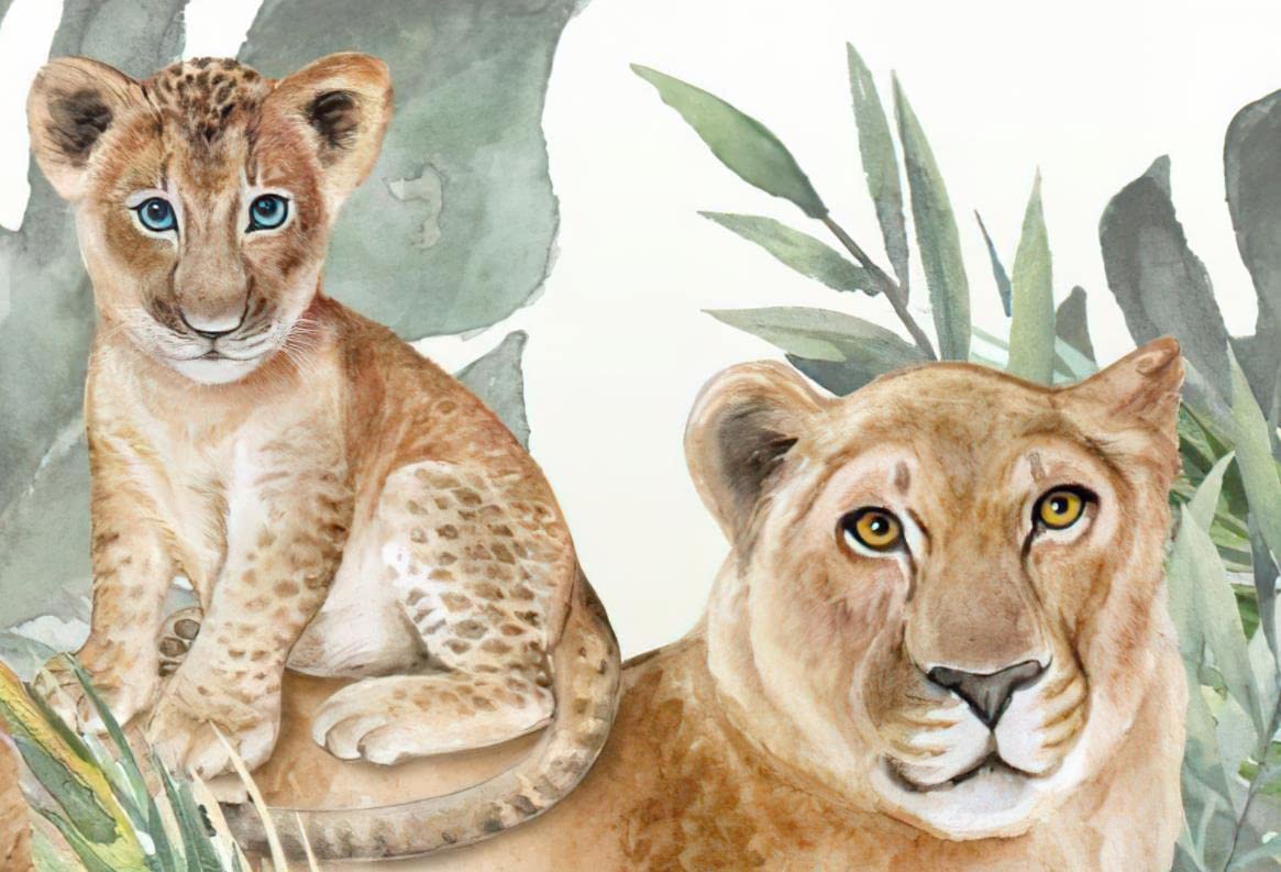 Carta da parati in tessuto non tessuto animali giungla giraffa elefante leone poster dipinti fotografici da parete utilizzati per soggiorno camera da letto bambini decorazione della parete