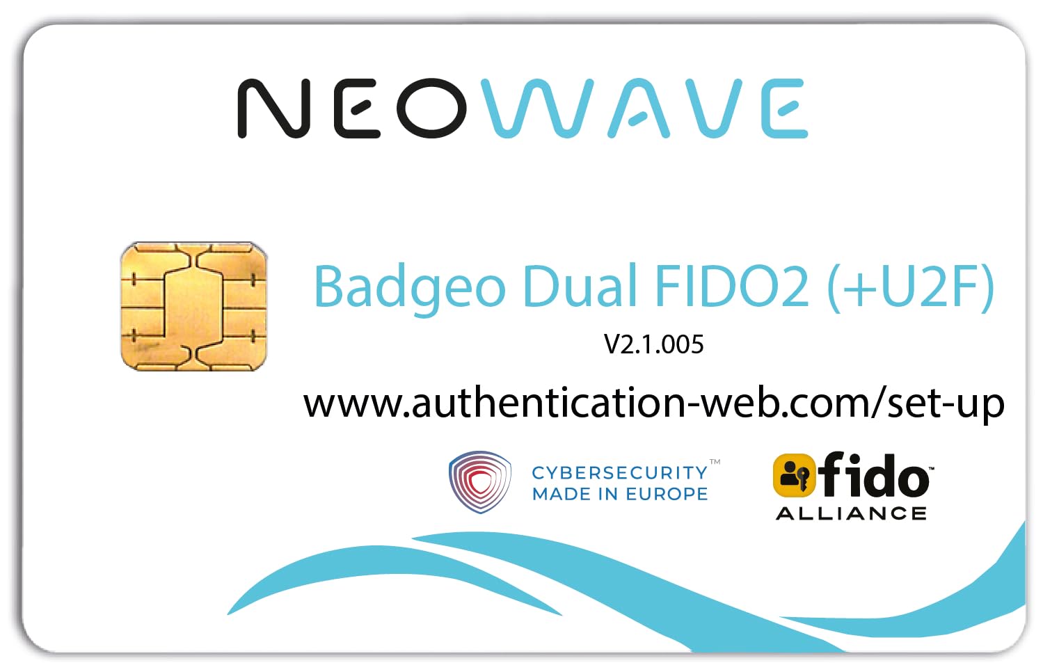 Badgeo Dual FIDO2 (+U2F) dotykowa i bezstykowa karta inteligentna/NFC, DESFire EV2/EV3 Passwordless