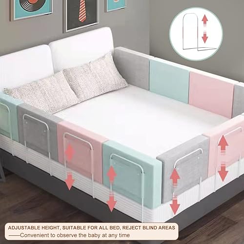 Miniatura 6 de Riel de cama para niños pequeños rieles de cama para cama de tamaño matrimonial Queen y King riel de cama ajustable de seguridad de algodón perla