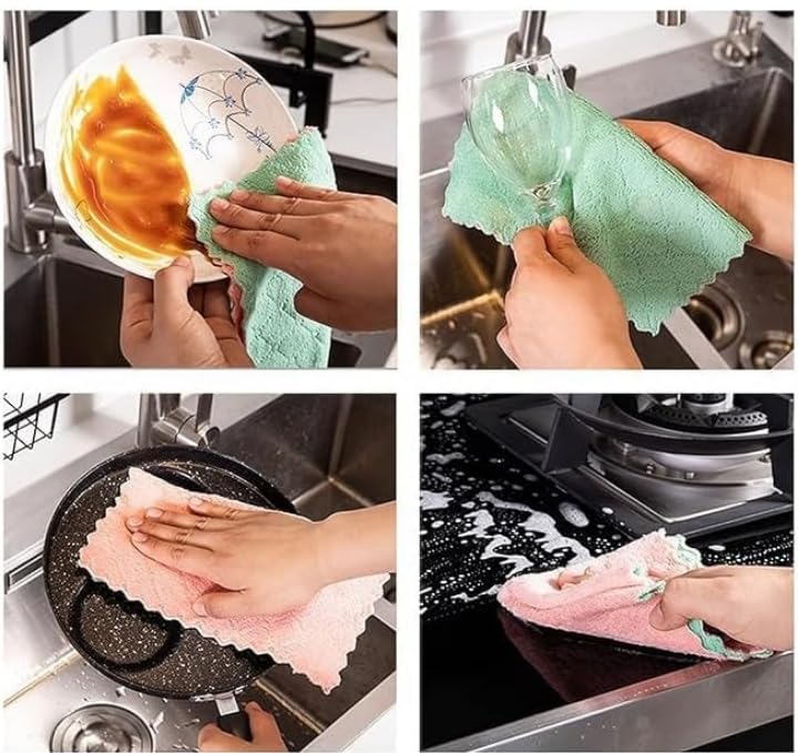 Image of T Trendy MART Microfiber Face Towels, 25x25 cm, Soft and Super Absorbent, Set of 4 Multicolour