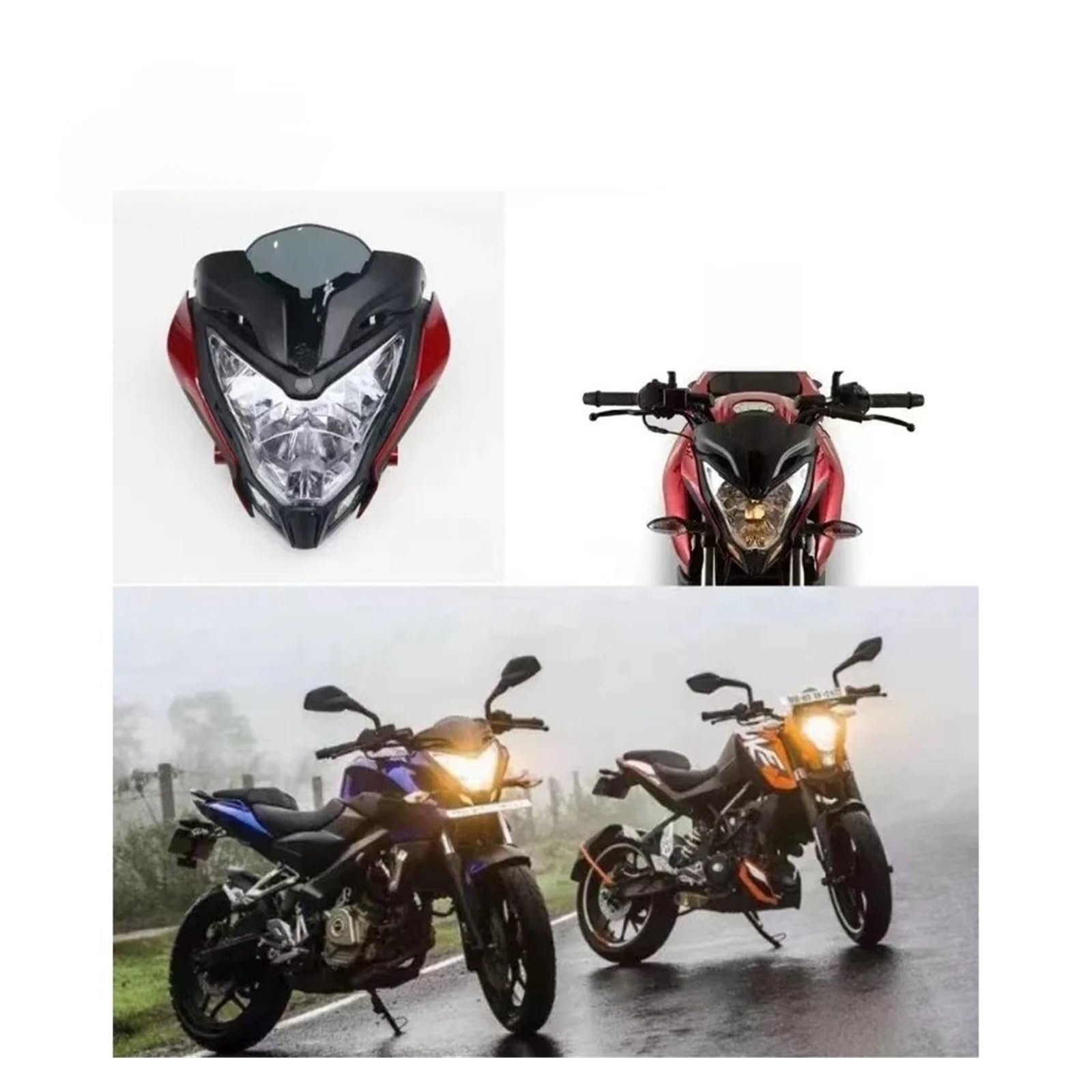 Moto LED Faro Accessori Moto Testa Della Lampada Della Luce Del Motociclo Faro Anteriore Per BAJAJ Pulsar150 NS200 Faro Hi Lo Fascio(35L Silver (1 pair))