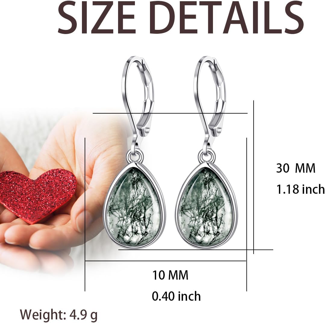 Larimar/Star/Dragonfly/Sunflower/Moonstone/Black Onyx Earrings for Women Leverback Dangle Earrings Hypoallergenic Jewelry for Women - Image 3