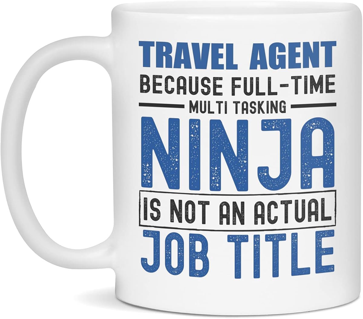 Travel Agent Ninja Funny Travel Agent Mug Gift, 11-Ounce White