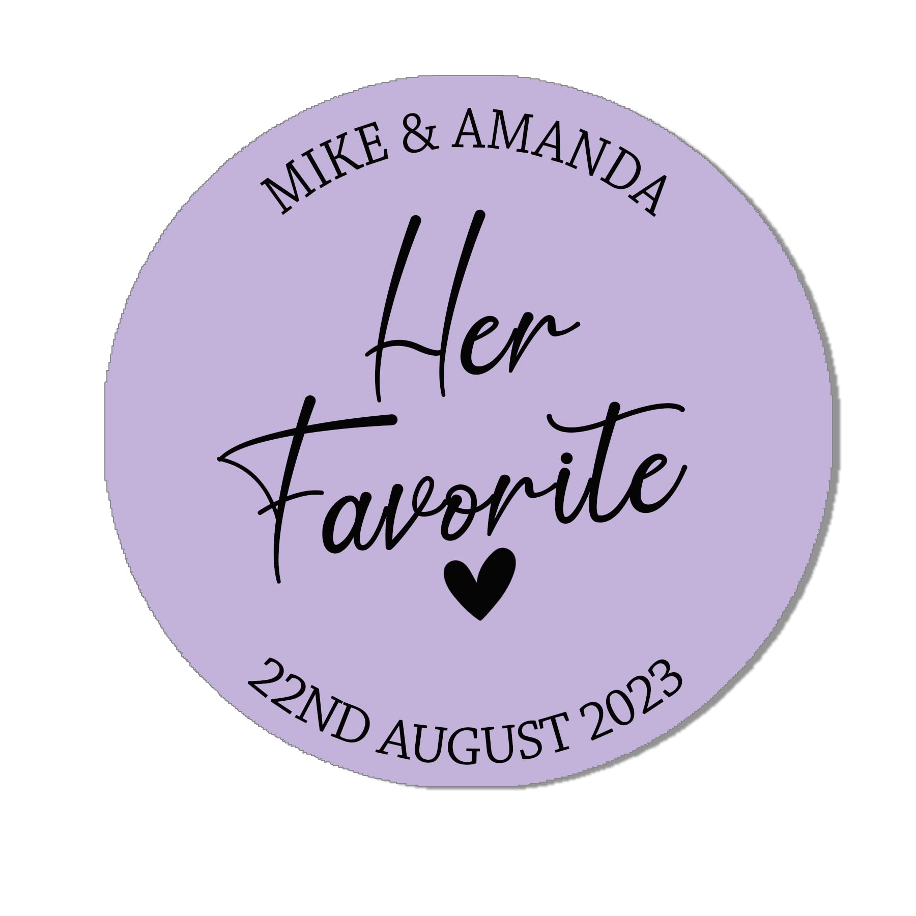 His & Her Favourite Sticker, Party Favour Stickers, His Favorite Label, His Favour Labels, Favor Stickers, Party Bag Label - HER FAV - 24 Lilac (45mm)