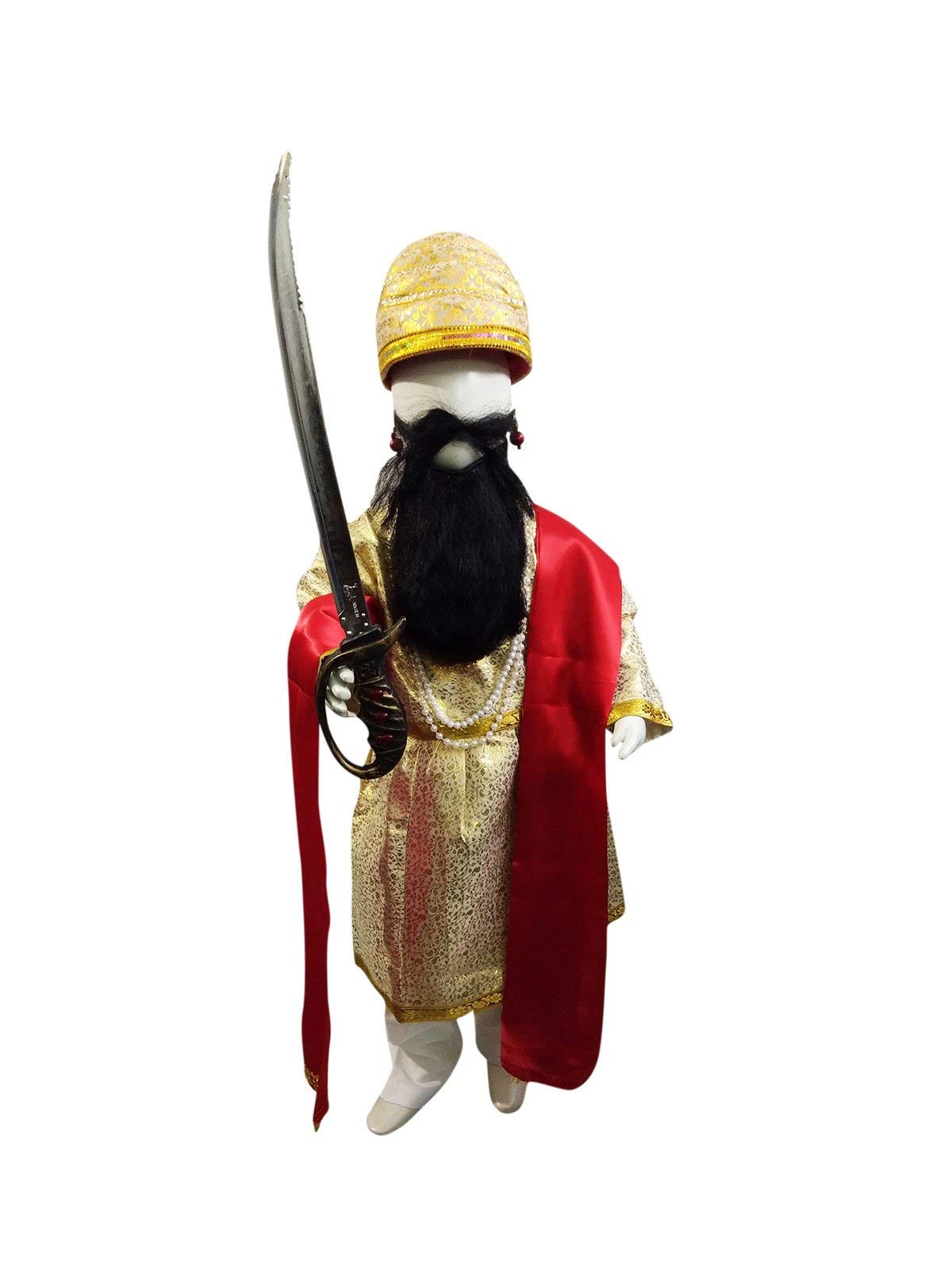 BookMyCostume Chhatrapati Shivaji Maharaj Indian Maratha Warrior King Kids Fancy Dress Costume for Boys & Men | with Beard & Talwar
