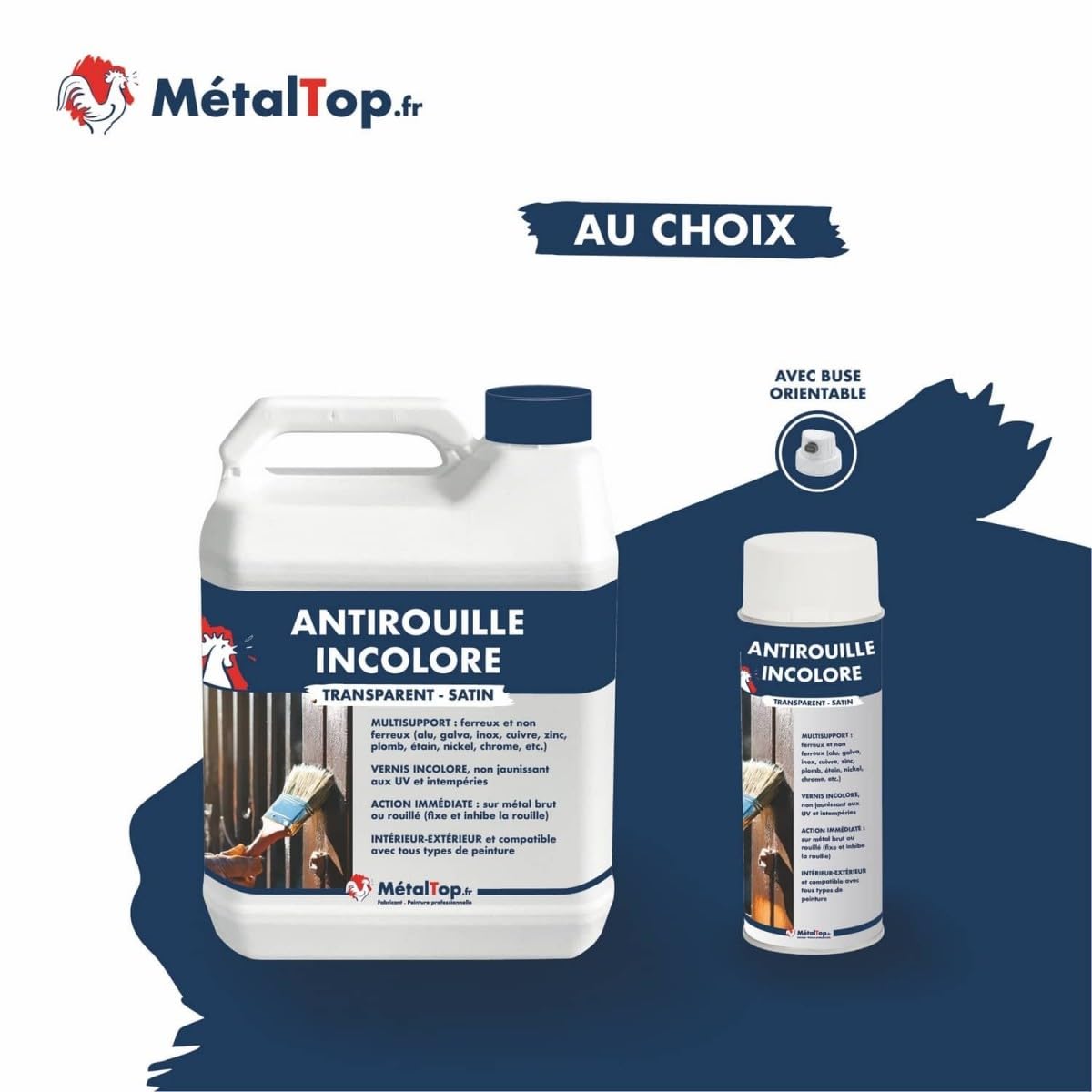Metaltop Antirouille Incolore 1 L Protection transparente contre la rouille pour métaux