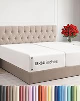 Vista 90 de Sábana bajera extra profunda tamaño Queen – Sábana bajera individual de lujo para hotel solamente – Se adapta fácilmente a colchones de 18 a 24