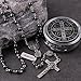 HanlinCC 6mm Hematite Stone Black Beads Catholic Saint Benedict Rosary Necklace for Men and Boy with St.Benedict Center Piece and Crucifix with Metal Gift Box