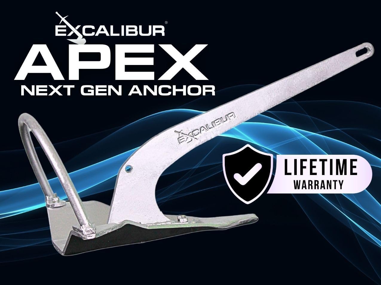 Excalibur APEX Anchor: Next Gen Bolt-Together Hot Dipped Galvanized-Steel Shovel-Scoop Style Boat/Yacht/Sailboat Anchor (Available in 2.5 LB/1.1 KG - 175 LB/79.4 KG Sizes)