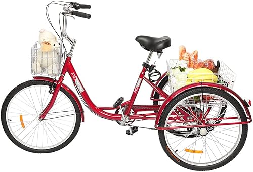Vista 20 de PEXMOR Triciclo para adultos de 7 velocidades, 24/26 pulgadas, 3 ruedas, triciclo para adultos, triciclo para adultos, triciclo para Negro