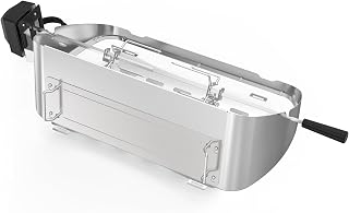 onlyfire Edelstahl Grillspieß Set für Weber Traveler Gasgrill, Pizzaring Set mit Grillspieß, 2X Fleischnadeln und Elektromotor, Rotisserie Drehspieß für Hähnchen, Braten