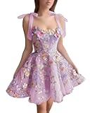 3D Floral Lace Applique Short Homecoming Dresses Embroidery Cocktail Dresses Tulle A-line Prom Dress