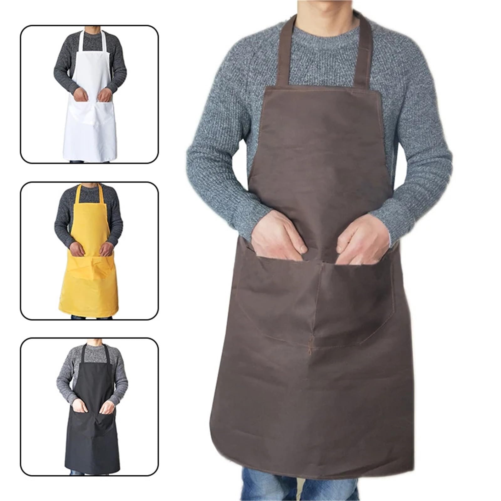 Delantal De Cocina Delantales de cocina 3 uds for mujer y hombre, delantal de trabajo del Chef, cocina, restaurante, Bar, tienda, cafeterías, belleza, estudios de uñas, uniforme, delantales de Chef(Br