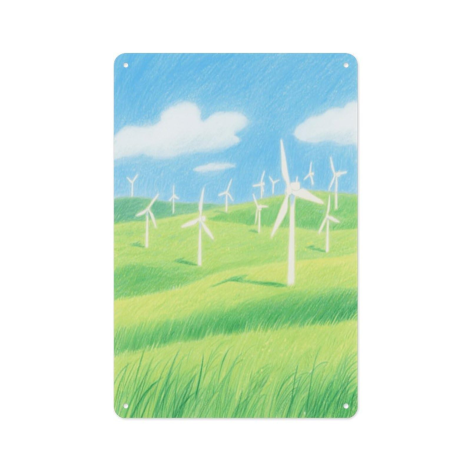 Fekiloot Style Grassland Windmill Group Wall Decor Metal Signs Tin Signs Poster