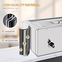 Vista 4 de ROVSUN 21QT Calentador de Alimentos Eléctrico Comercial, Mesa de Vapor de Bandeja Completa Acero Inoxidable Bain Marie para Mostrador de Buffet