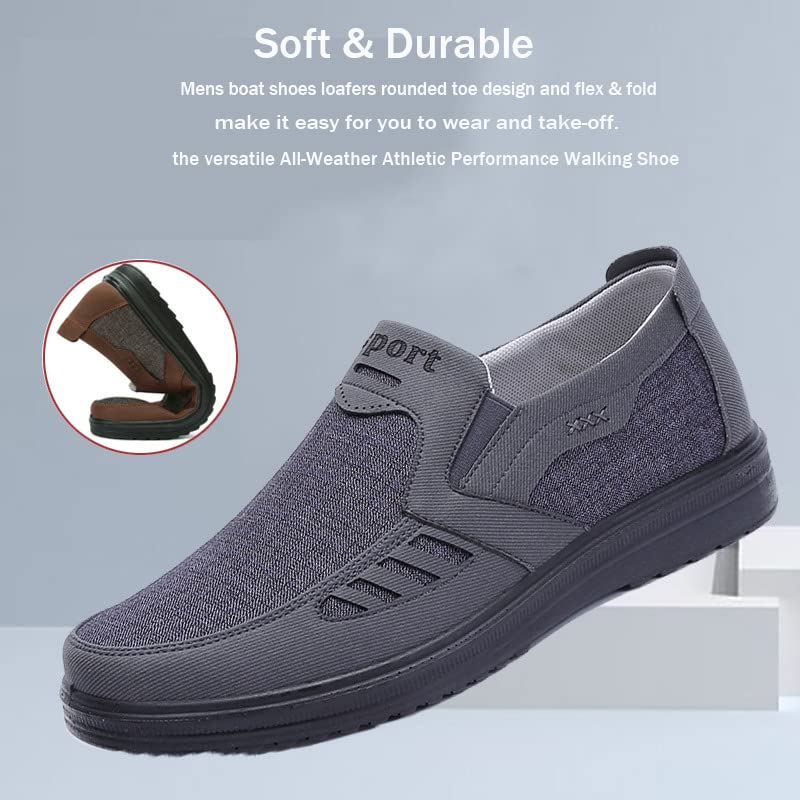 Mens Canvas Walking Slip On Loafer Casual Dimleen Orthopedic Pain Relief Round Toe Breathable Soft Bottom Flats Work Boat Shoe3