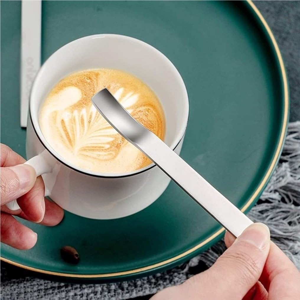 kaffeelöffel 3er-Pack Edelstahl-Kaffeerührlöffel, kreativer süßer Stil, kurzer Griff, Kaffeelöffel, Dessertlöffel (Color : Silver, Size : 9pcs)