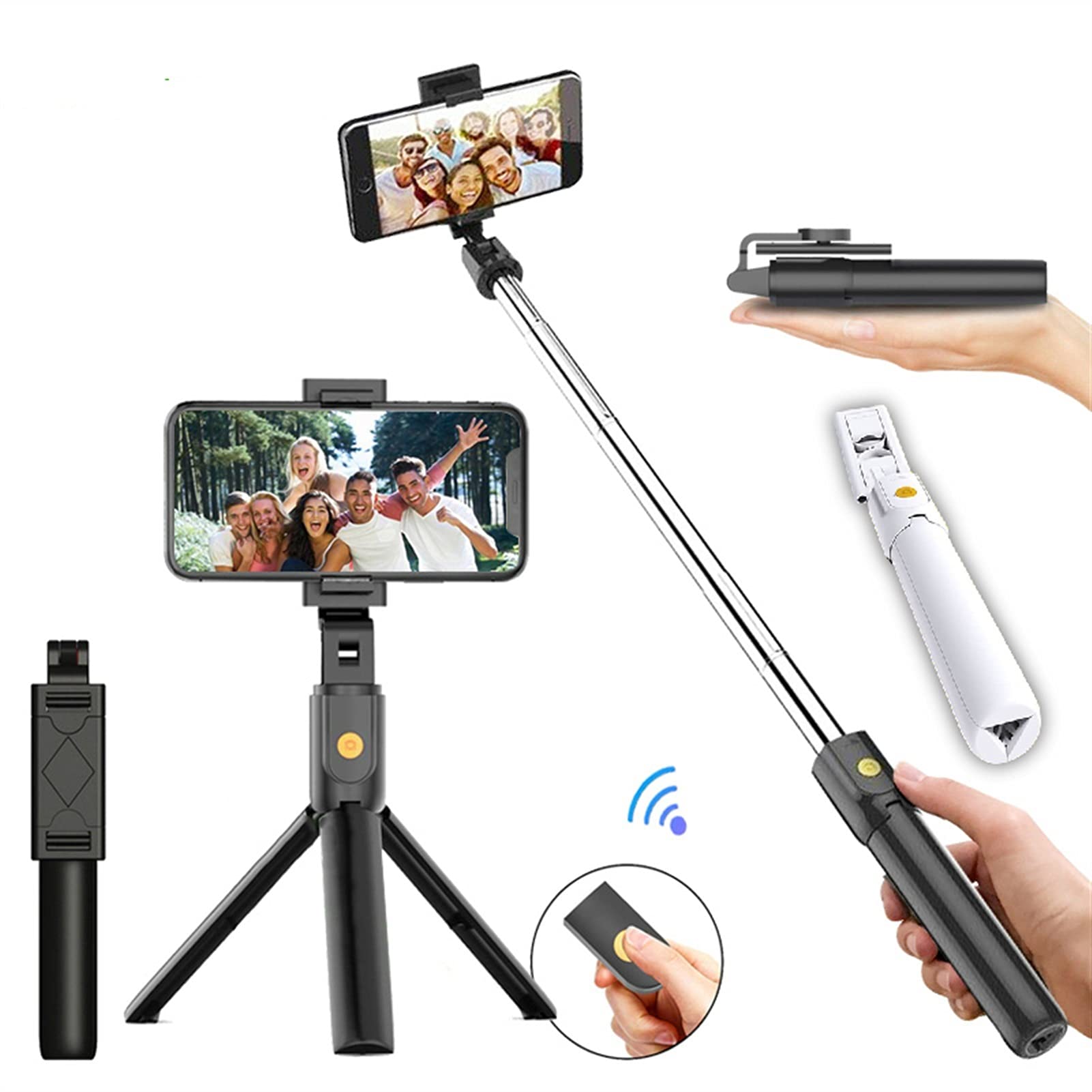 SCRUBY 3 in 1 Bluetooth Selfie Stick Pieghevole Mini Treppiede Portatile Espandibile Monopiede Con Telecomando Per iOS Android (XT09s)
