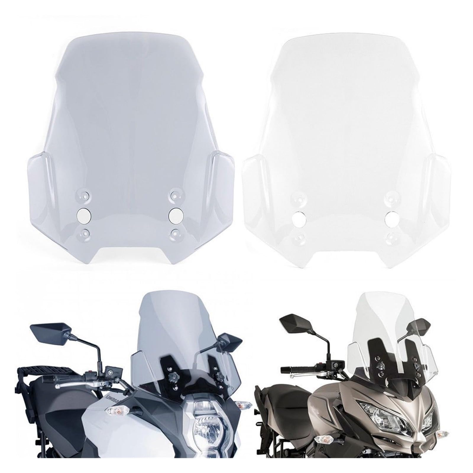 Parabrezza AVDB Moto Per Kawasaki Versys - In Policarbonato Nero, Compatibile Con Versys 1000 (2012-2018) E Versys 650 (2015-2021)