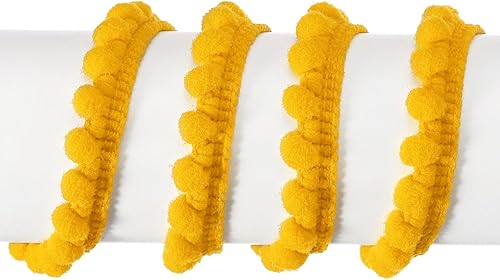 Miniatura 9 de uxcell 2 piezas de 10 yardas con flecos de pompones, accesorio de costura de cinta, manualidades para el hogar, cortina, ropa, decoración de