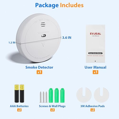 Miniatura 6 de Detector de humo inteligente con WiFi  Alarma contra incendios con control de aplicación, alerta de baja potencia, botón de silencio y prueba,