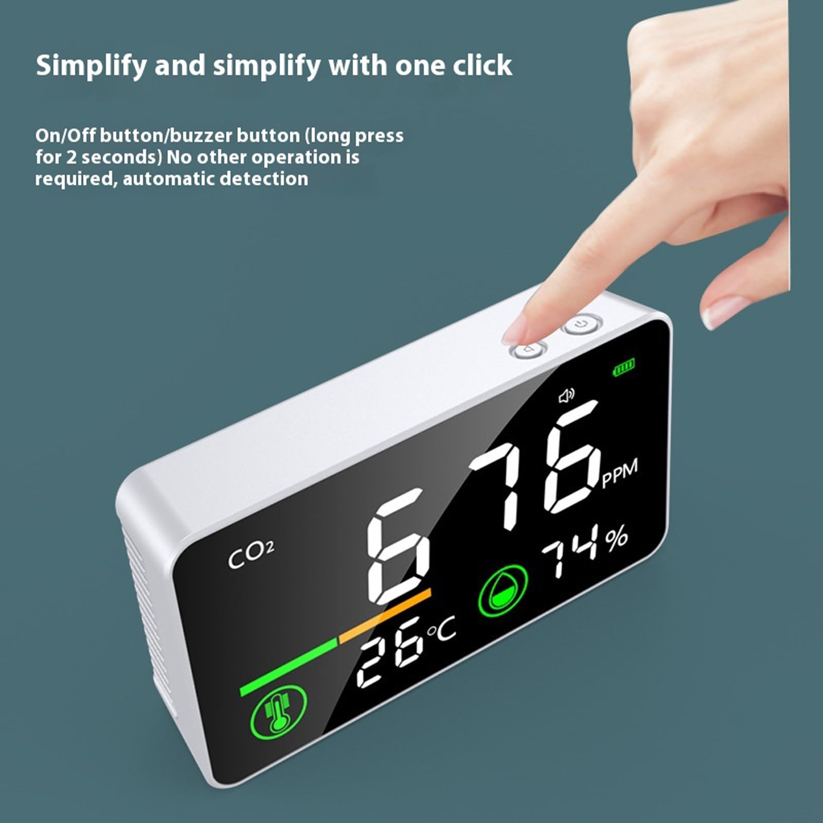 Detectores de CO2 montados en la pared mejorados, diseño simple, monitorea la temperatura y los niveles de dióxido de carbono para oficina en casa