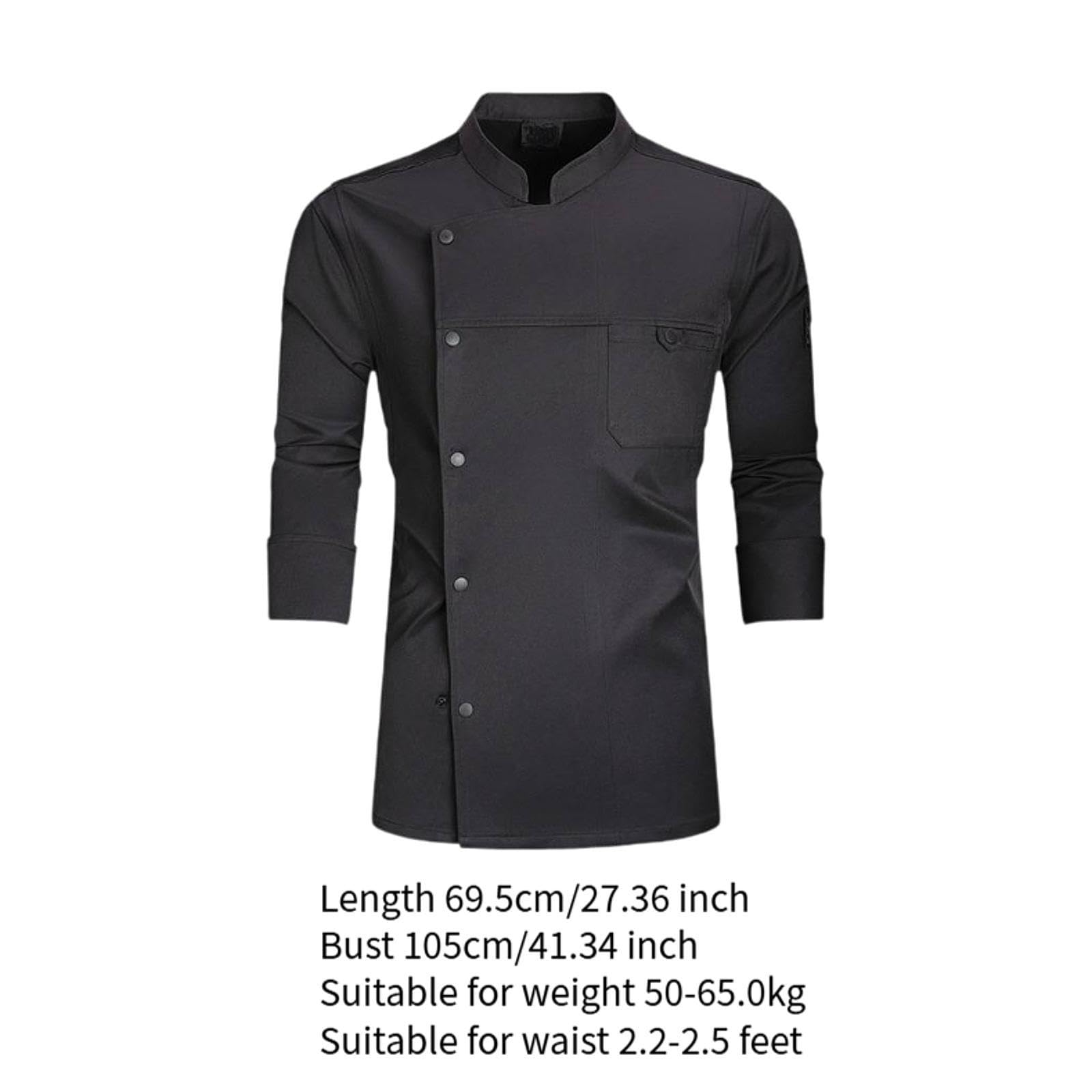 Milageto Chaqueta de Chef para Hombre, Manga Larga, para Trabajo de Cocina, Uniforme, Cafetería, Hotel, Cocina Y Repostería
