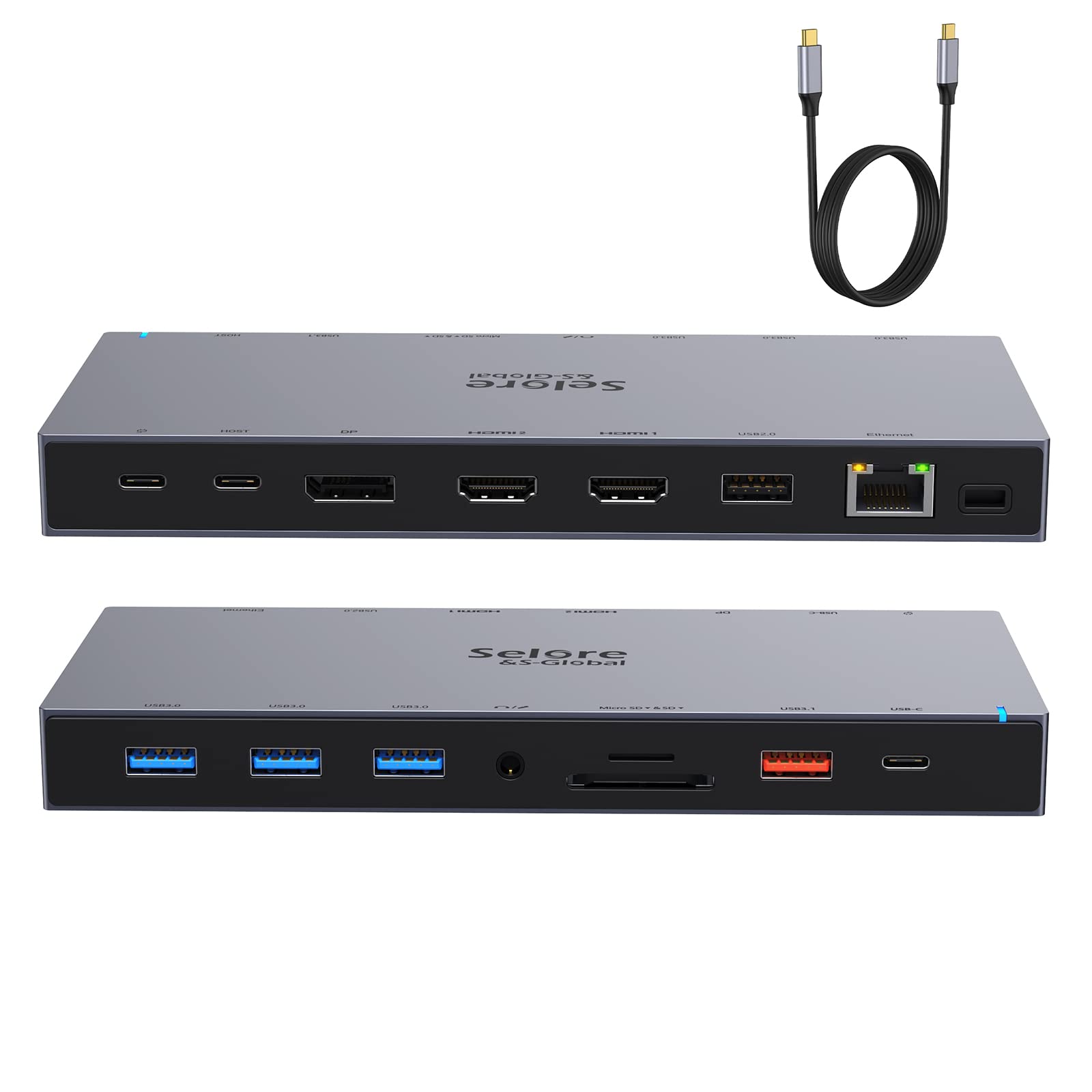 Docking Station USB C 15 in 1 Laptop Docking Station Triplo Display USB C Dock con Doppio HDMI 4K Displayport, 4K DP, 100W PD, RJ45 Ethernet, 10Gbps USB C Data, USB 3.1/3.0/2.0, SD/TF, 3.5mm Audio&Mic